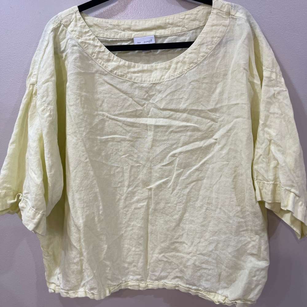 Creamy Lemon Linen Oversize Boxy Blouse